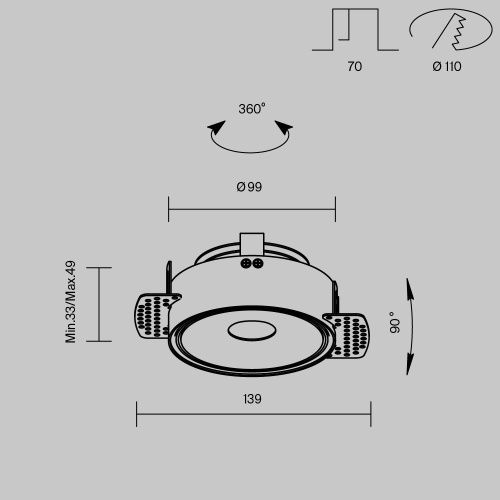 Встраиваемый светильник Technical DL060-9W3-4-6K-TRS-B  фото 10