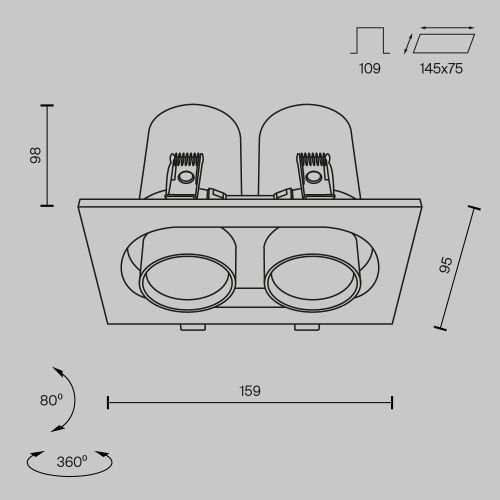 Встраиваемый светильник Technical DL045-02-10W3K-B  фото 10