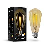 Лампа светодиодная филаментная Voltega E27 6W 2800К золотая VG10-ST64Gwarm6W 5526 