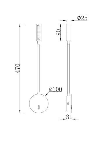 Бра Maytoni Technical Stem C035WL-L3MG3K  фото 6