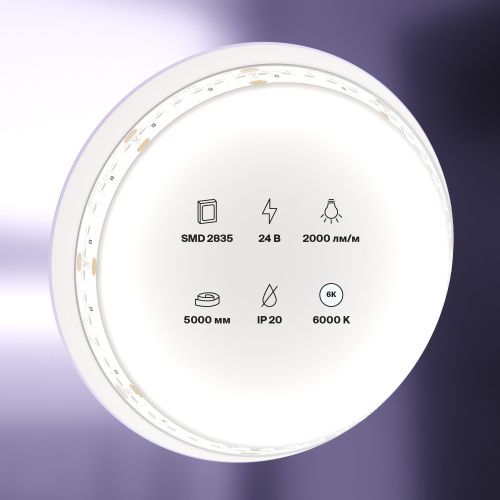 Светодиодная лента Maytoni Technical 20W/m 180LED/m 2835SMD холодный белый 5M 10156  фото 3