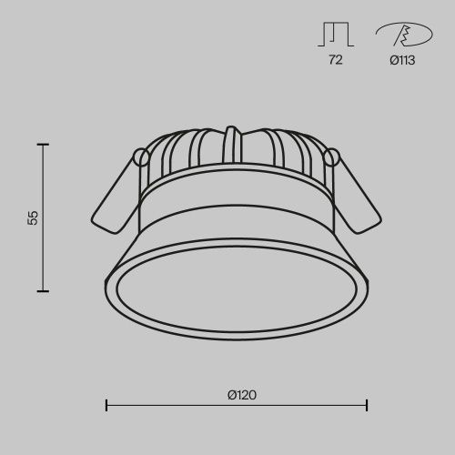 Встраиваемый светильник Technical DL055-12W3-4-6K-B  фото 7
