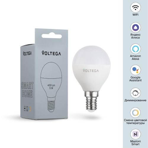 Лампа светодиодная диммируемая Voltega E14 5W 2700К матовая VG-G45E14cct-WIFI-5W 2428  фото 8