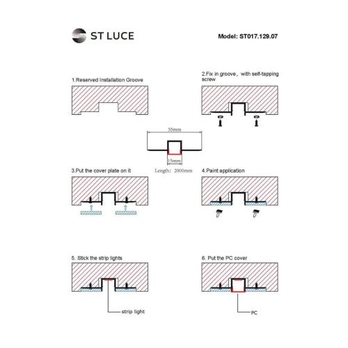 Профиль встраиваемый с рассеивателем ST-Luce ST017.129.07  фото 4