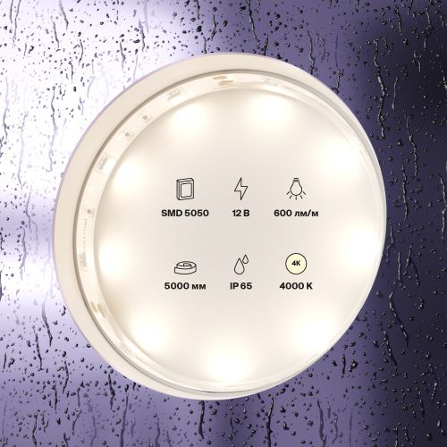 Светодиодная влагозащищенная лента Maytoni Technical 7,2W/m 30LED/m 5050SMD дневной белый 5M 10124  фото 3
