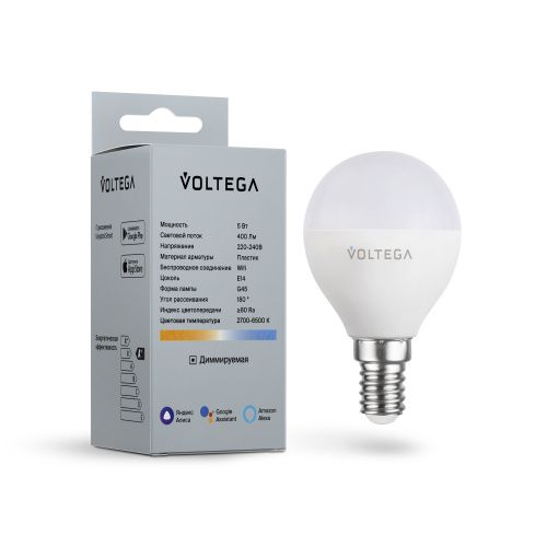 Лампа светодиодная диммируемая Voltega E14 5W 2700К матовая VG-G45E14cct-WIFI-5W 2428  фото 3